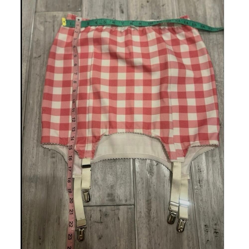 Current Mood Pink Gingham Garter Skirt L Coquette Lingerie Suspender Skirt Y2K - Picture 10 of 10